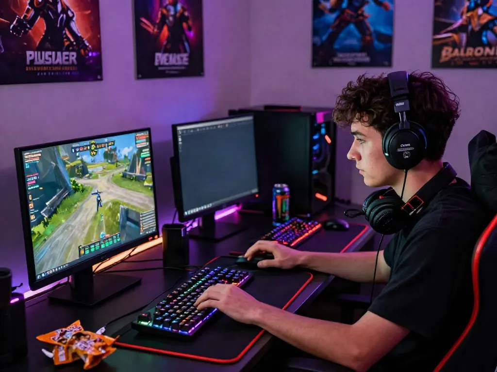 Online gaming excitement at http://11bet-app.net/ with vibrant RGB setup and focused player.