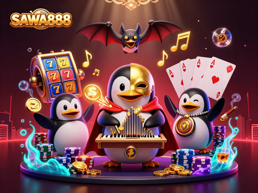 Experience SAWA888 as the penguin plays, coins fly, and slots shine in 2026's vibrant online casino.