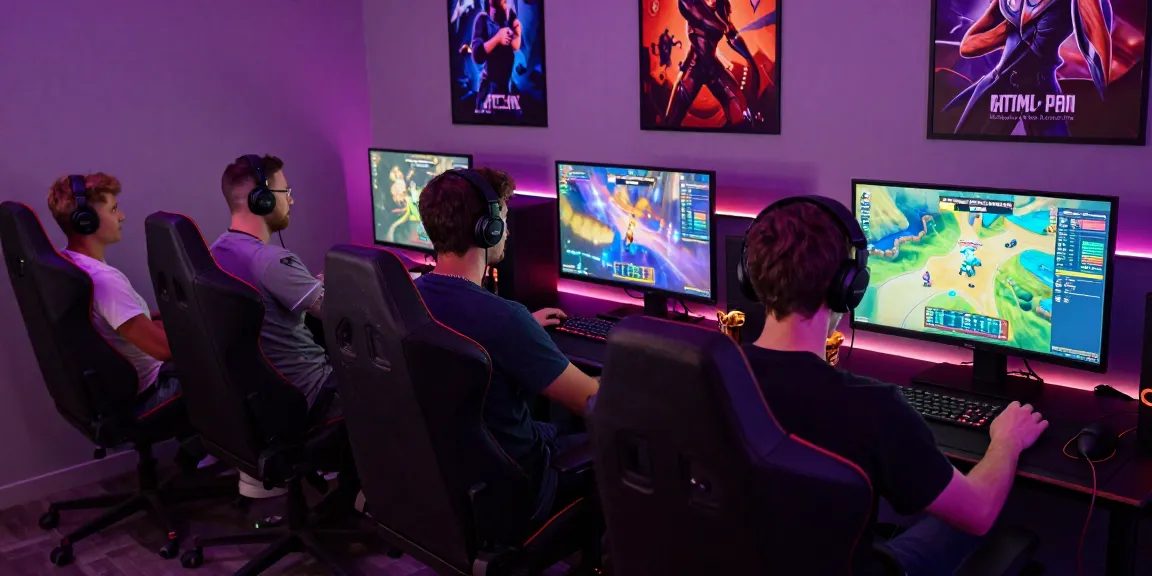 Engaged players enjoying HTML porn games in a vibrant gaming setup.