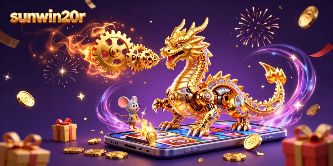Experience thrilling games at sunwin20r with a golden dragon and vibrant casino elements.