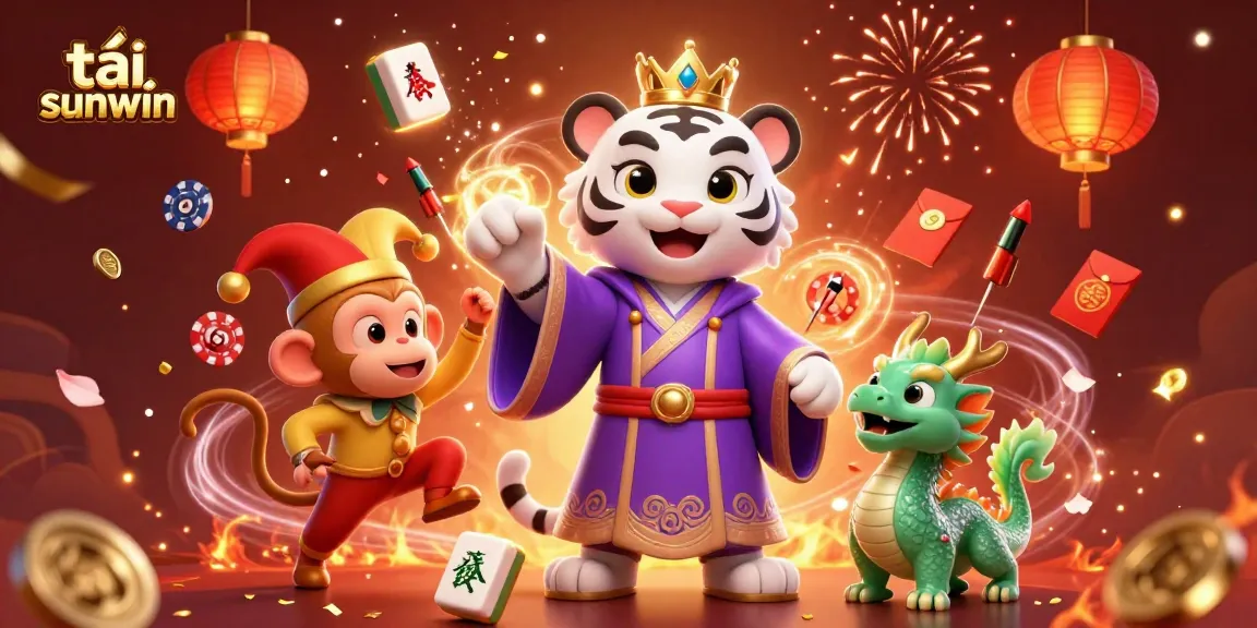 Spin and win with tải sunwin in this colorful scene of luck and excitement featuring playful characters.