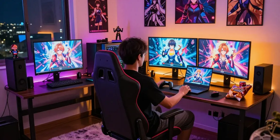 Play hentai game online in a cozy gaming setup with vibrant anime graphics