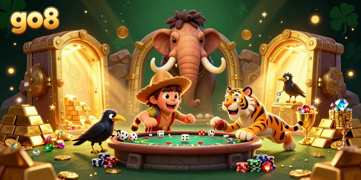 Experience the excitement of go8 at the prehistoric casino featuring animated characters and stunning visuals.