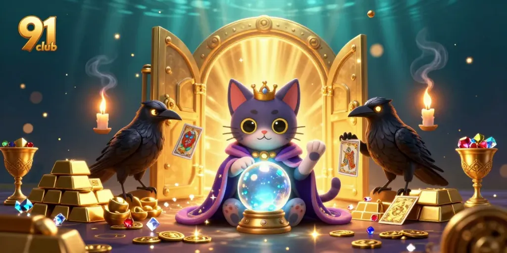Experience 91 club's thrilling games with a mystical scene filled with treasures and fortune.